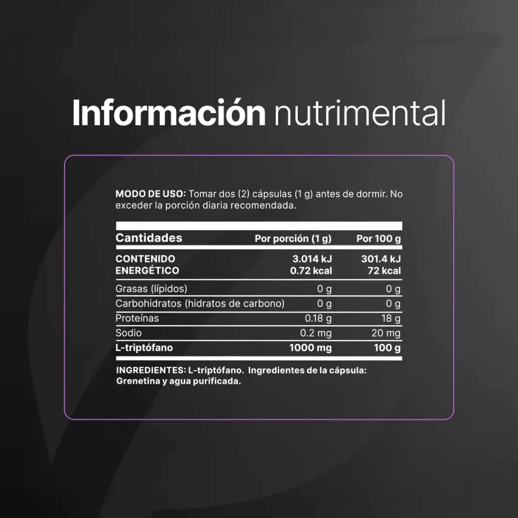 Pure L-Tryptophan B Life – 180 cápsulas 8.webp