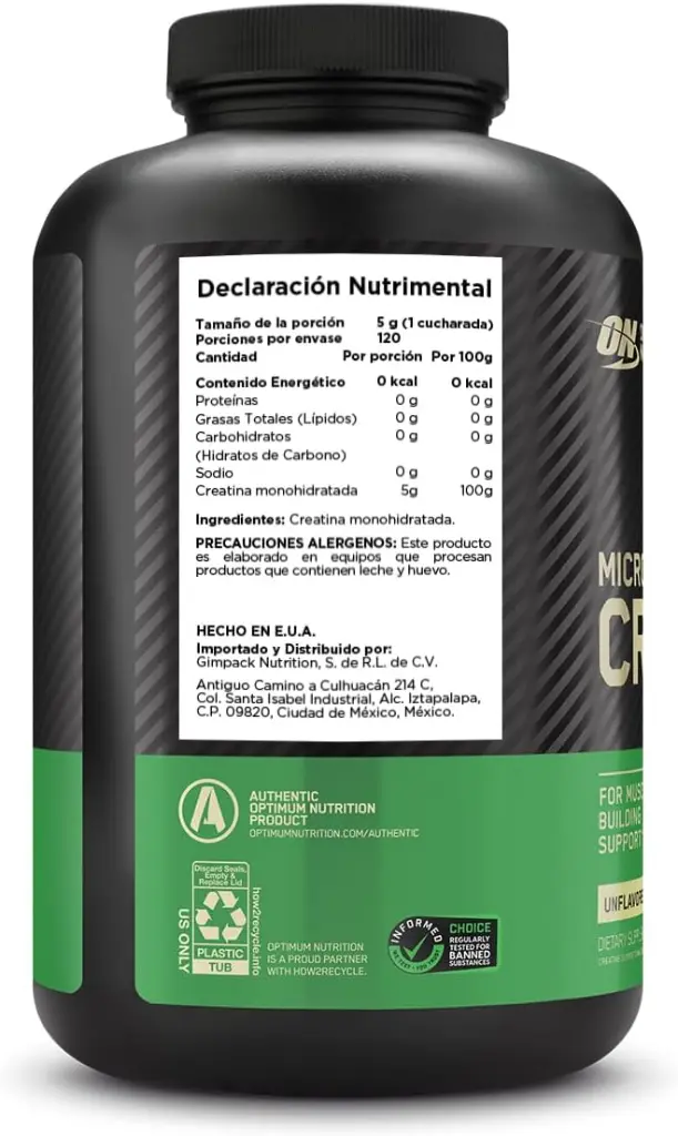 Creatina Optimum Nutrition Micronized – 600 g 2.webp